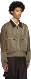 Andersson Bell Khaki New Ortega 23 Faux-Leather Bomber Jacket