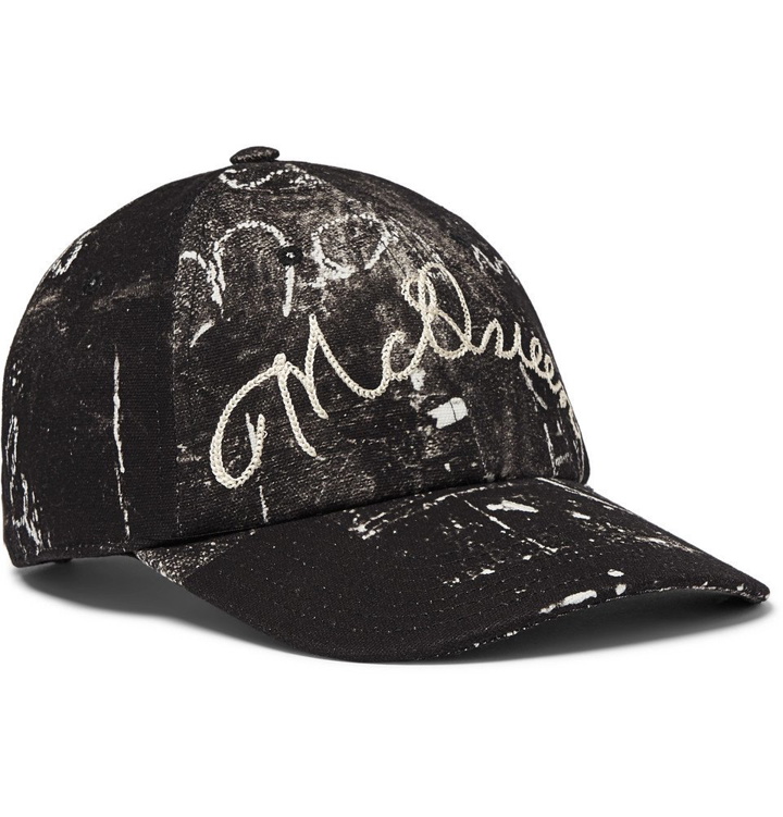 Photo: Alexander McQueen - Leather-Trimmed Embroidered Printed Cotton-Canvas Baseball Cap - Black