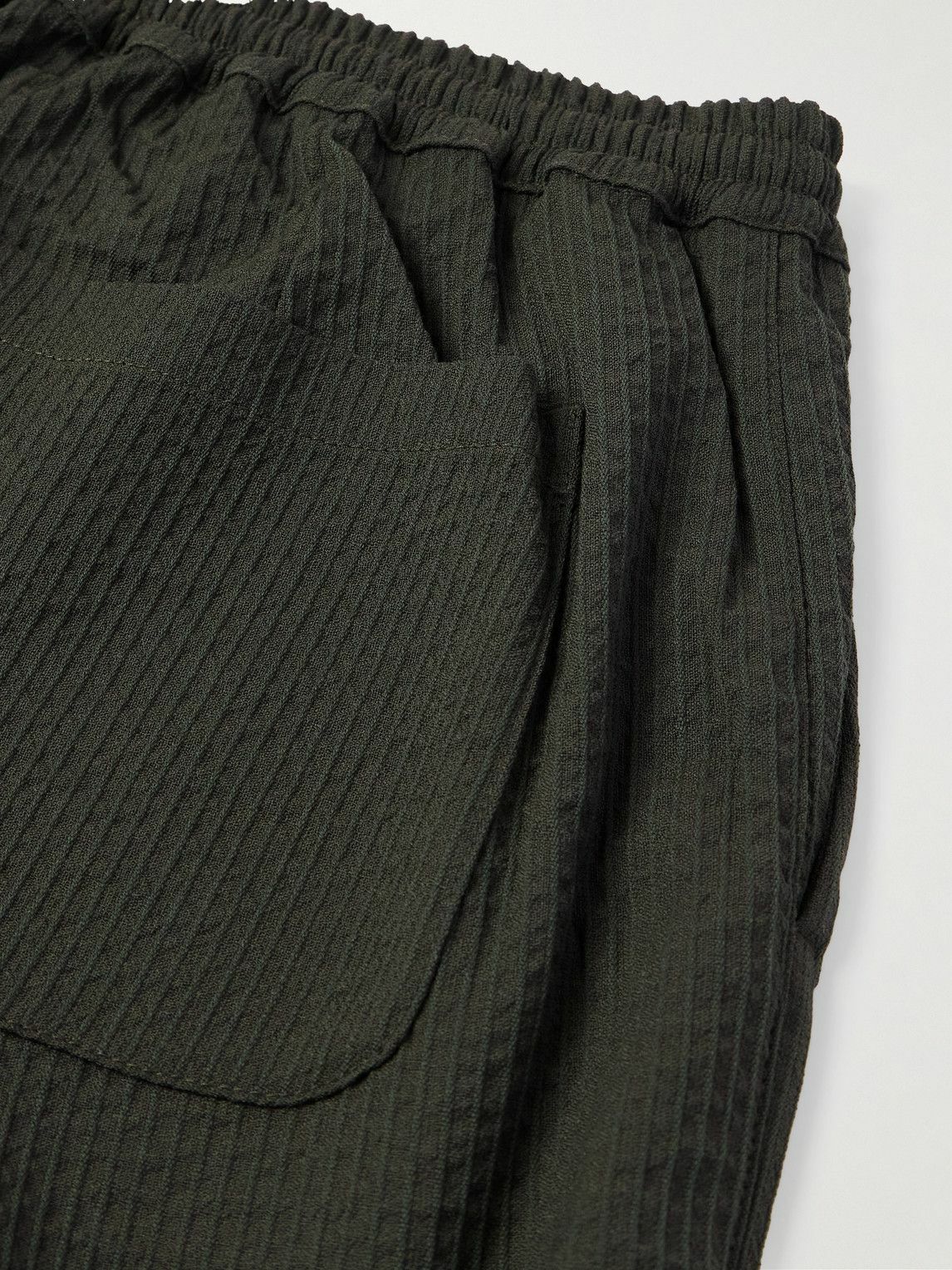 A Kind Of Guise - Banasa Tapered Wool-Seersucker Trousers - Green