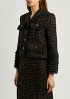 Huishan Zhang Harriet Embellished Metallic Tweed Jacket Black