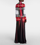 Loewe Tartan pleated crêpe jersey gown