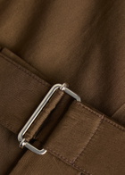 Officine Générale Evans Belted Cotton-poplin Trousers Dark Brown