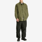 Poliquant Men's In-Outside Pockets Oversized CPO Shirt Jacket in Olive
