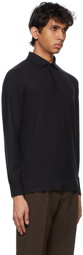 Loro Piana Black Baby Cashmere Long Sleeve Polo