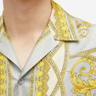 Versace Men's Baroque Silk Vacation Shirt in Concrete Mid Bone Gold