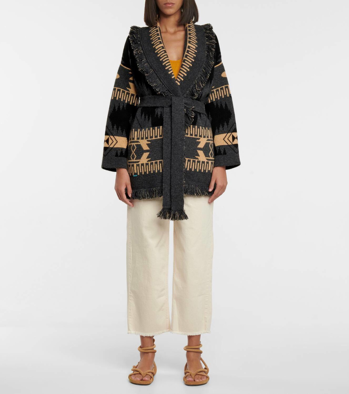 Alanui Icon cashmere-blend jacquard wrap cardigan Alanui