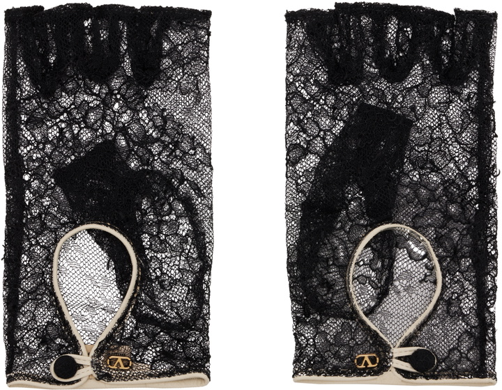 Photo: Valentino Garavani Black VLogo Signature Biker Gloves
