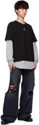 mastermind WORLD Black & Gray Layered Long Sleeve T-Shirt