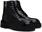 Palm Angels Black Embossed Combat Boots
