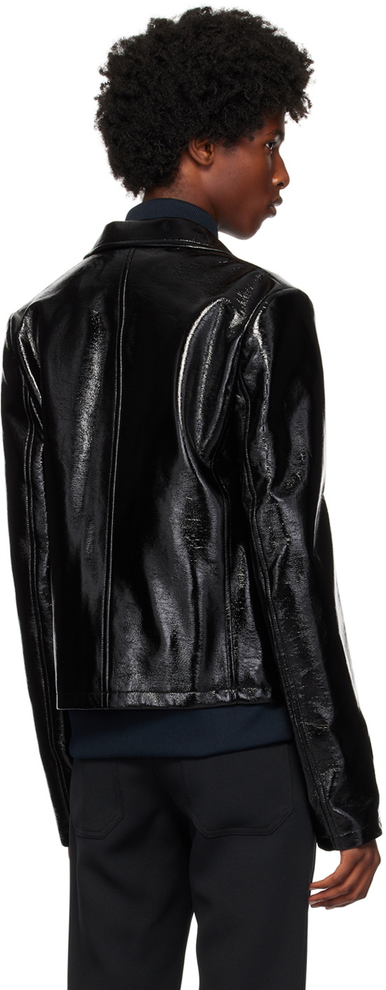 Courrèges Black Zipped Vinyl Biker Jacket Courreges