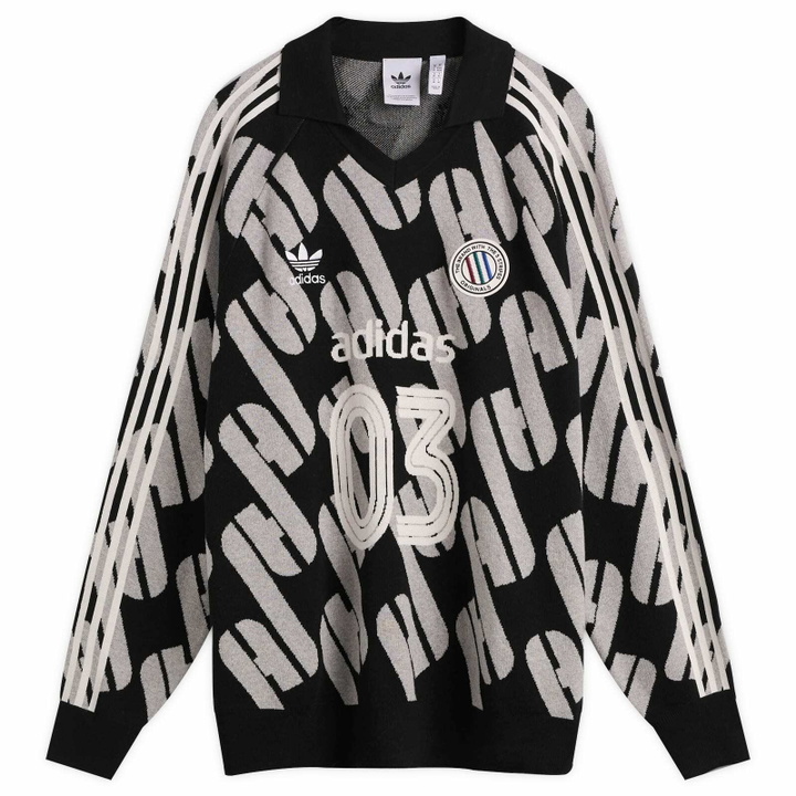 Photo: Adidas Adicolor Polo Knit in Black/Medium Grey Heather 