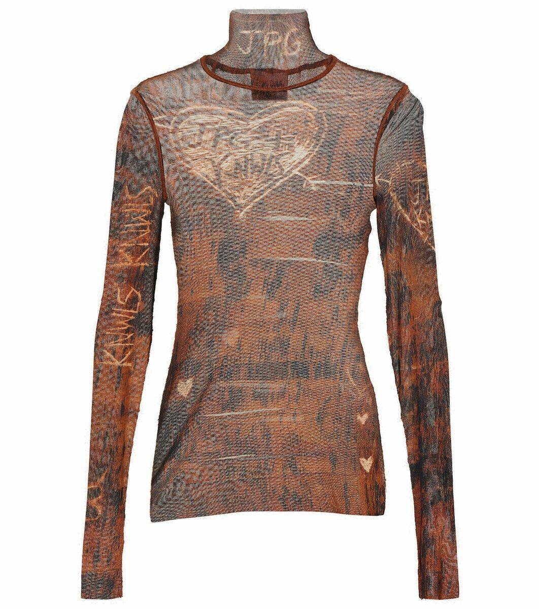 Jean Paul Gaultier x KNWLS printed mesh high-neck top Jean Paul Gaultier