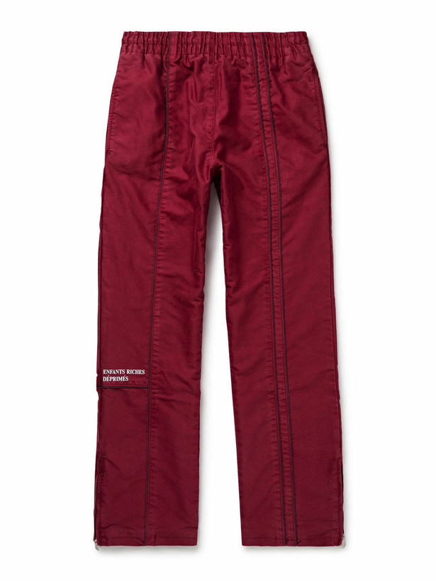 Photo: Enfants Riches Déprimés - Straight-Leg Logo-Embroidered Panelled Cotton Track Pants - Burgundy