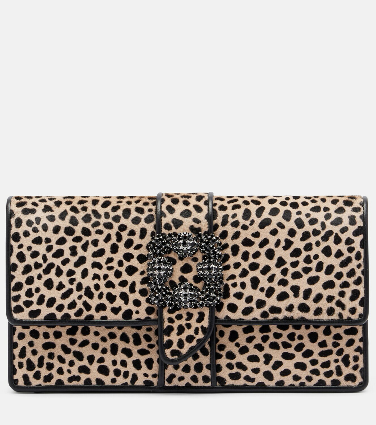 Manolo Blahnik Capri embellished calf hair clutch