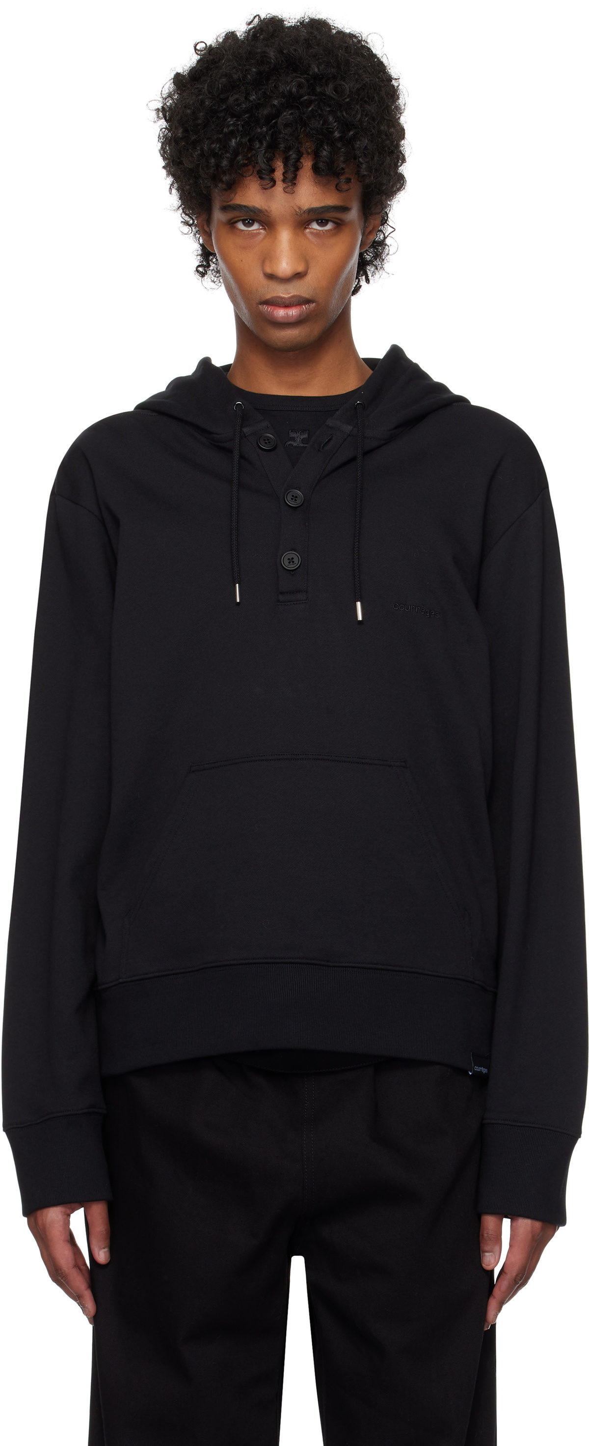Courrèges Black Buttoned Hoodie