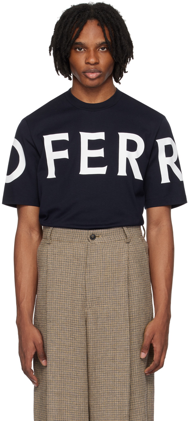 Ferragamo Navy Printed T-Shirt