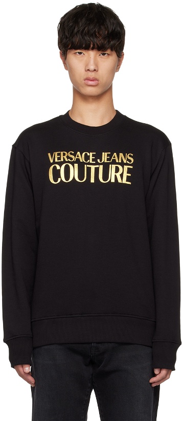 Photo: Versace Jeans Couture Black & Gold Printed Sweatshirt