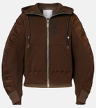 Sacai Paneled cotton-blend fleece zip-up hoodie