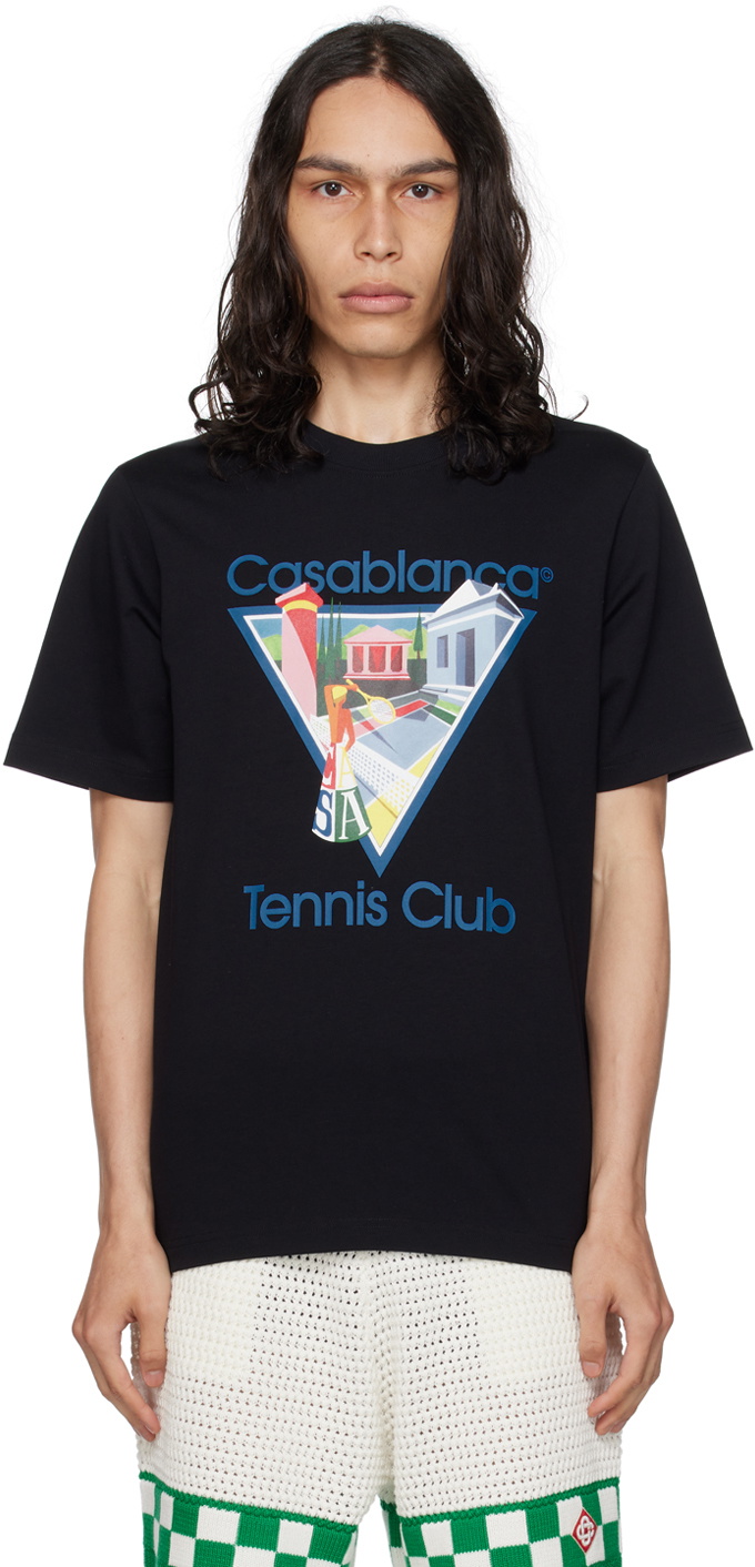 【関税込み】Casablanca ブラック Le Jeu Tシャツ Casablanca Le Jeu organic-cotton T-shirt | Black | FARFETCH