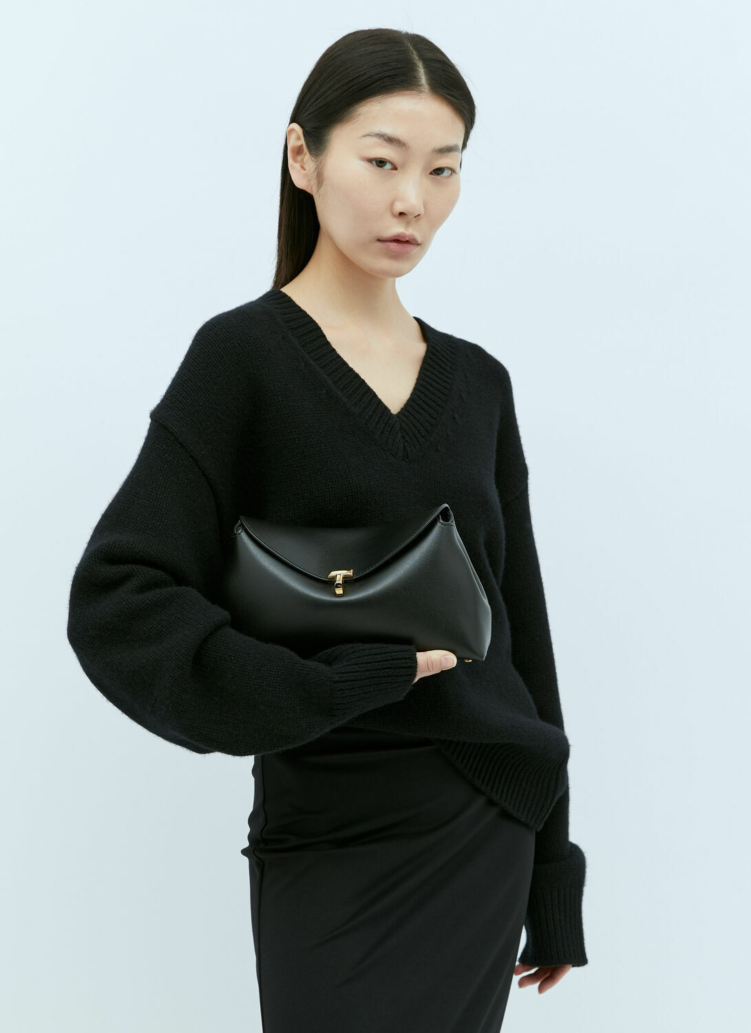 TOTEME T-Lock Leather Clutch