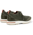 Loro Piana - 360 Flexy Walk Leather-Trimmed Knitted Wool Sneakers - Green