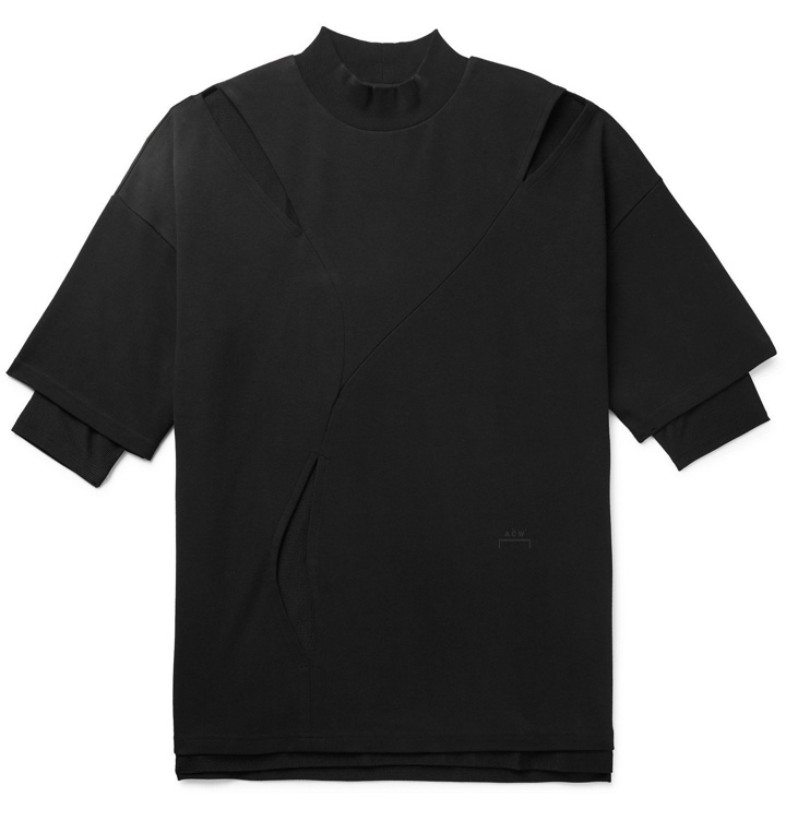 Photo: A-COLD-WALL* - Oversized Layered Cutout Cotton-Jersey and Mesh T-Shirt - Black