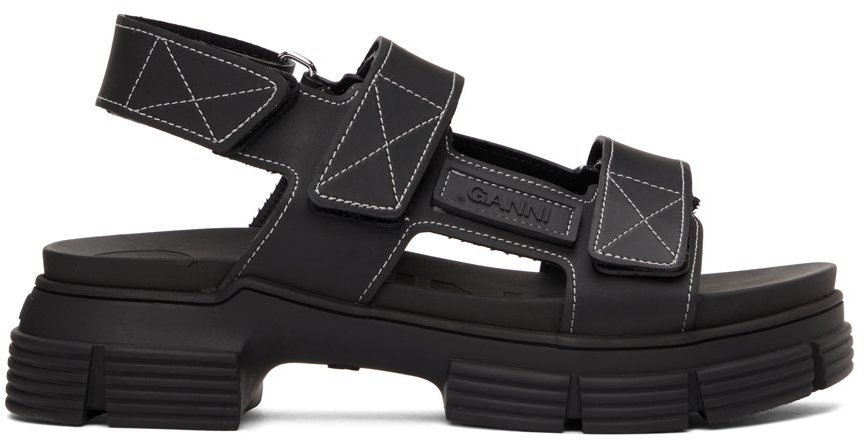 GANNI Black Velcro Sandals