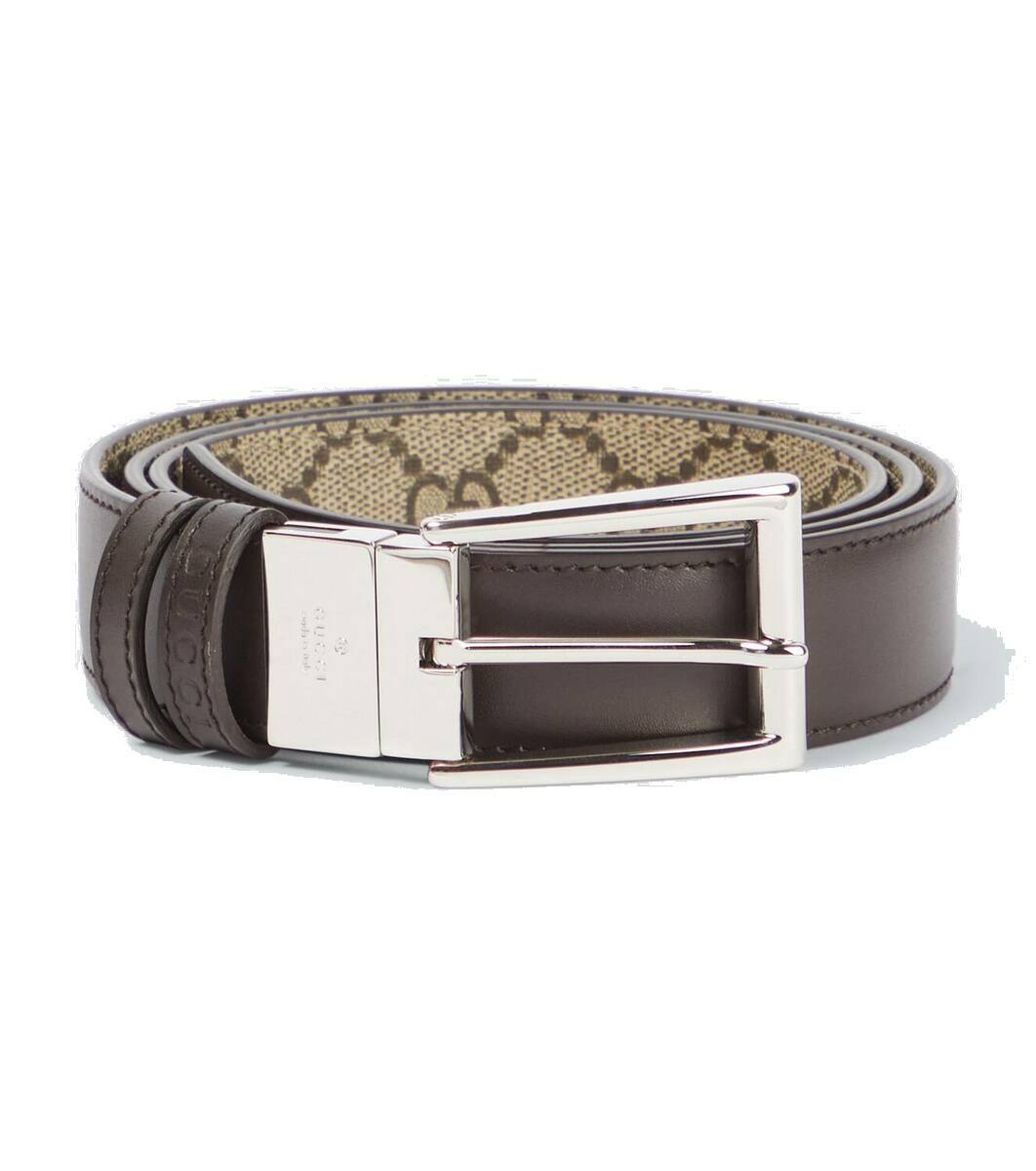 GUCCI 4cm Leather-Trimmed Monogrammed Coated-Canvas Belt for Men