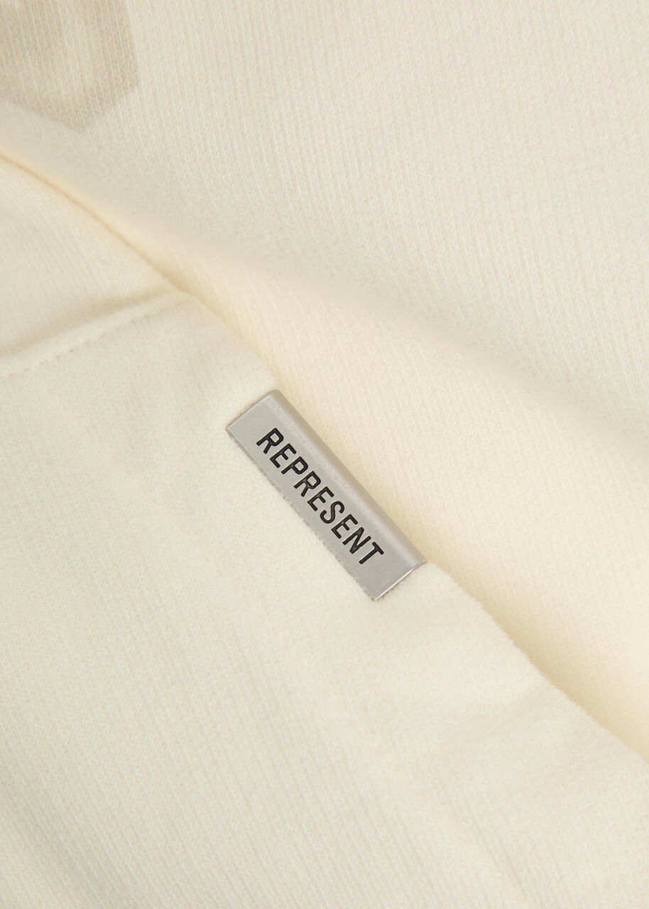 Represent Owners Printed Hooded Zip-through Cotton Sweatshirt White