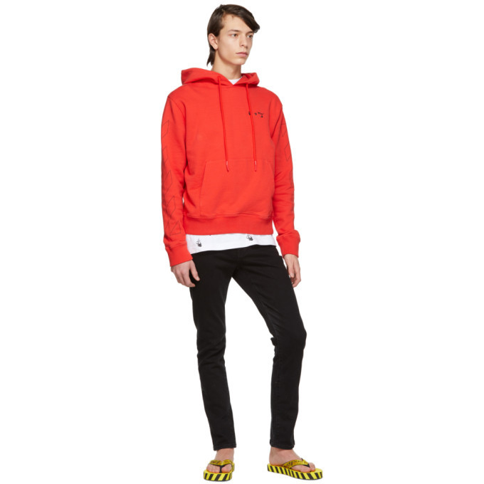 Red slim fit discount hoodie