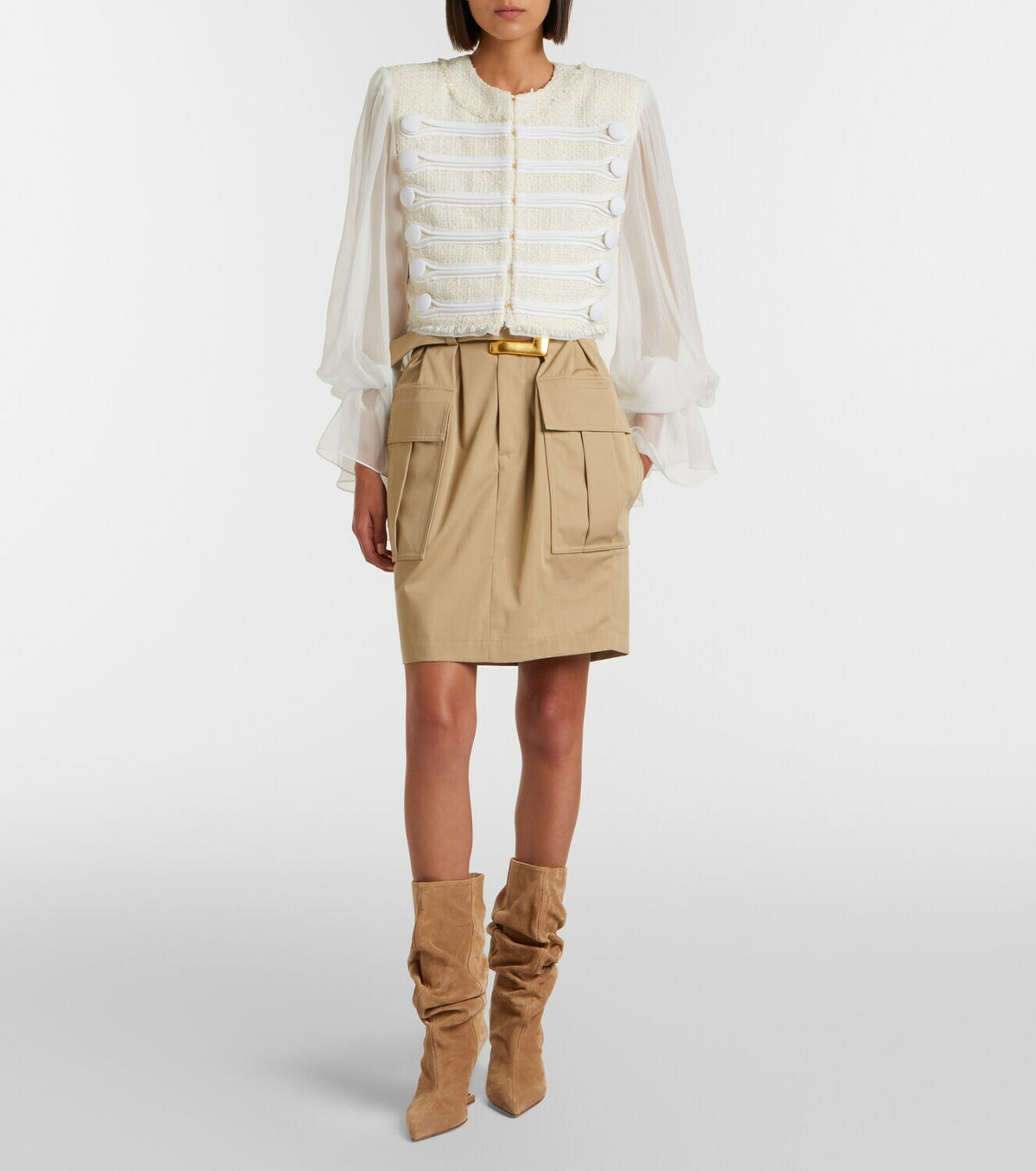 Balmain Silk-trimmed bouclé jacket