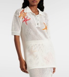 Versace Embroidered crochet cotton polo shirt