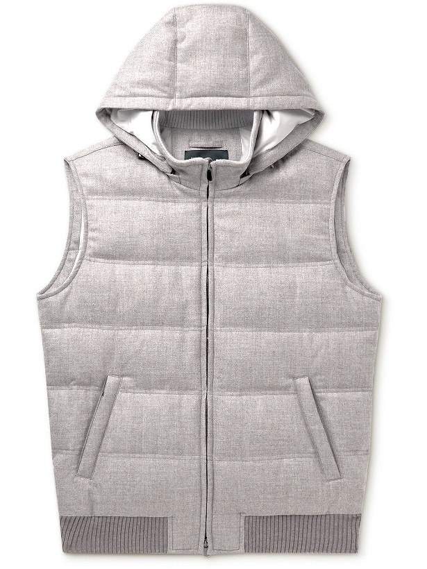 Photo: Thom Sweeney - Slim-Fit Quilted Wool and Cashmere-Blend Twill Hooded Down Gilet - Neutrals