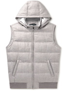 Thom Sweeney - Slim-Fit Quilted Wool and Cashmere-Blend Twill Hooded Down Gilet - Neutrals
