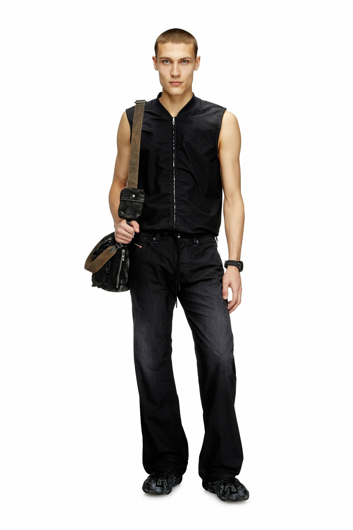 Diesel Sleeveless technical Jogg Jeans vest - T-Shirts - Unisex - Black