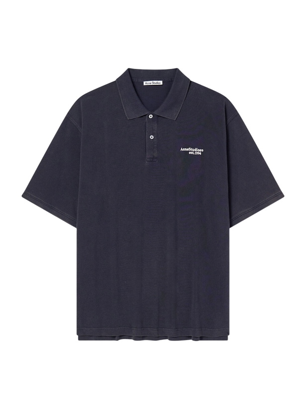 Photo: Acne Studios - Egnes Logo-Embroidered Cotton Piqué Polo Shirt - Black