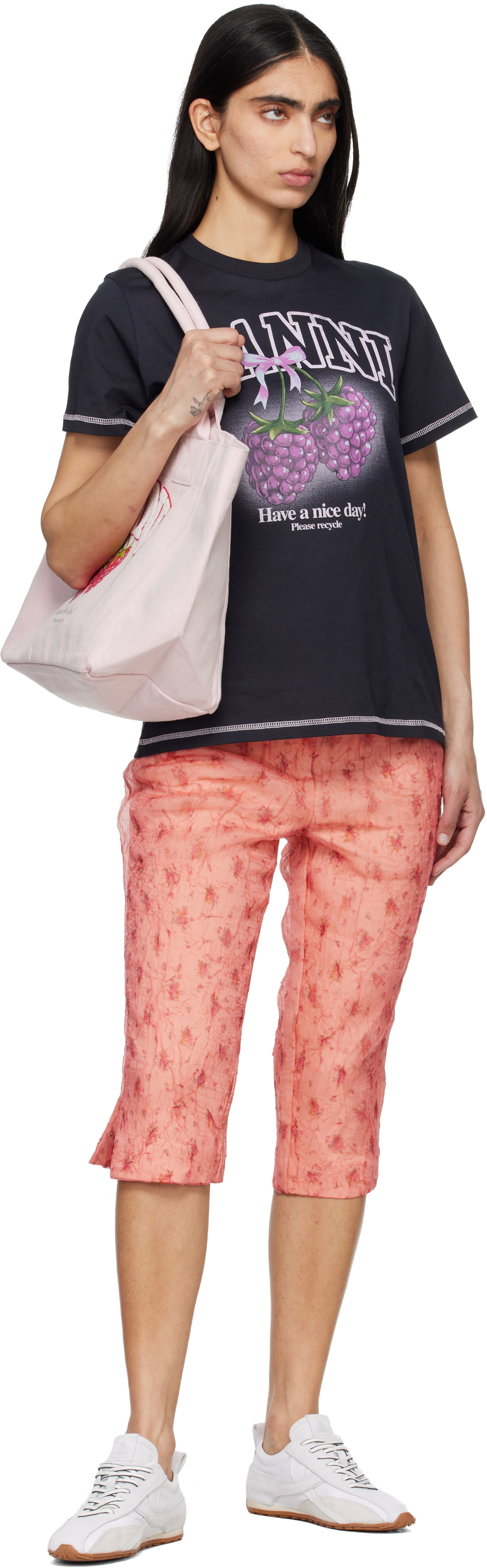 GANNI Pink Shibori Organza Capri Trousers