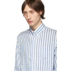 Prada Blue and White Silk Striped Shirt