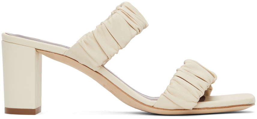 Staud Off-White Frankie Ruched Sandals