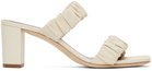 Staud Off-White Frankie Ruched Sandals