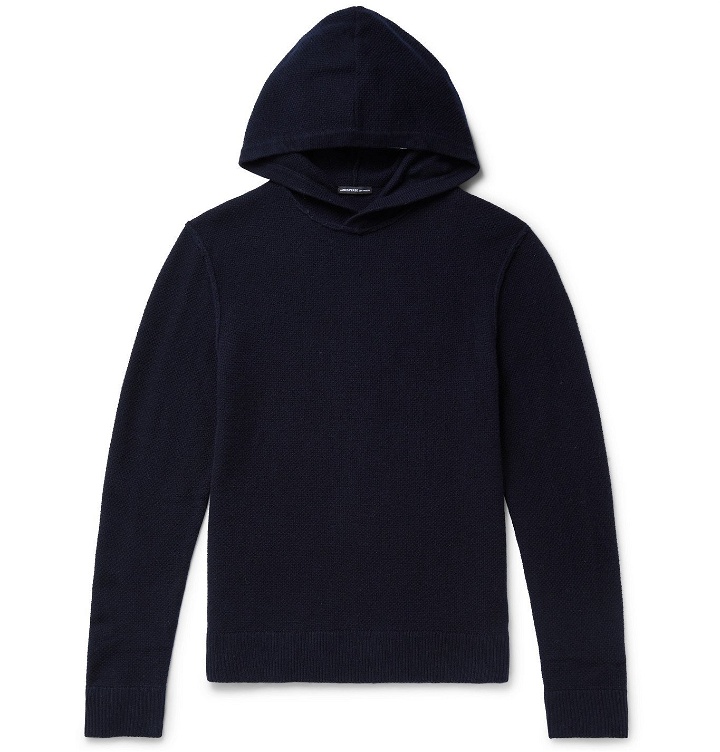 Photo: James Perse - Slim-Fit Waffle-Knit Cashmere Hoodie - Blue