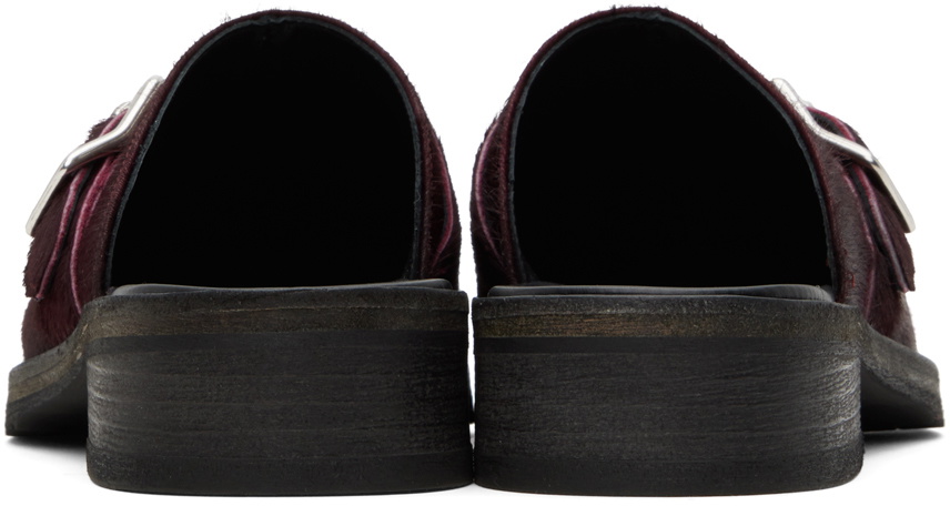 Our Legacy Burgundy Camion Mules Our Legacy - Camion Mule Caramel Bordeaux Hair On Hide main image 4