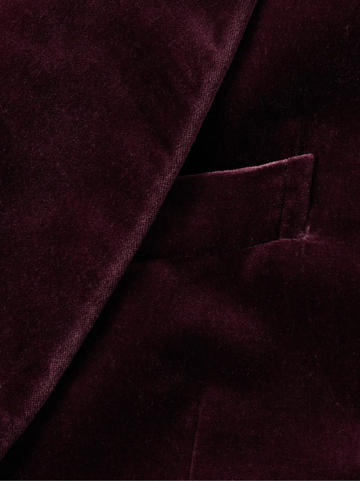 De Petrillo - Slim-Fit Shawl-Lapel Double-Breasted Cotton-Velvet Tuxedo Jacket - Burgundy