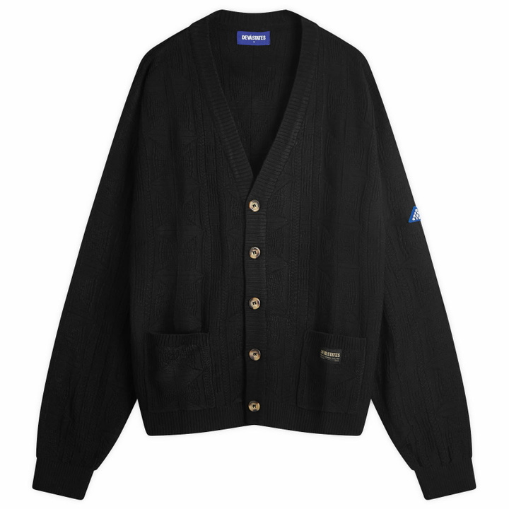 Photo: Deva States Men's Cobweb Knit Cardigan in Black