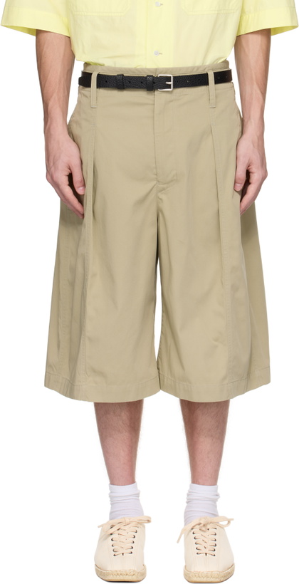 Photo: LEMAIRE Khaki Maxi Pleated Bermuda Shorts