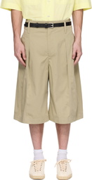 LEMAIRE Khaki Maxi Pleated Bermuda Shorts