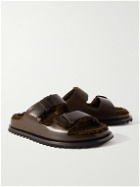 Officine Creative - Introspectus Faux Shearling-Lined Leather Sandals - Brown