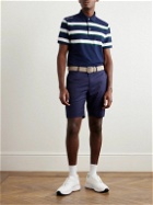 RLX Ralph Lauren - Logo-Embroidered Striped Stretch Cotton-Blend Piqué Golf Polo Shirt - Blue