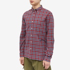 Beams Plus Men's Indigo Tartan Check Shirt in Red