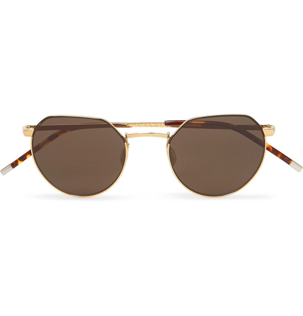 Photo: Dick Moby - Agadir Round-Frame Gold-Tone Metal and Tortoiseshell Acetate Sunglasses - Brown